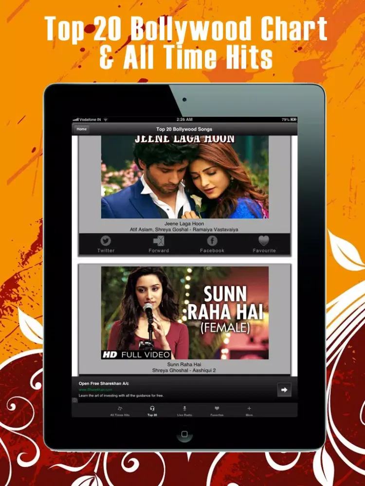 Desi Music Hits : Hindi Songs + Bollywood Radio iPad  Screenshots