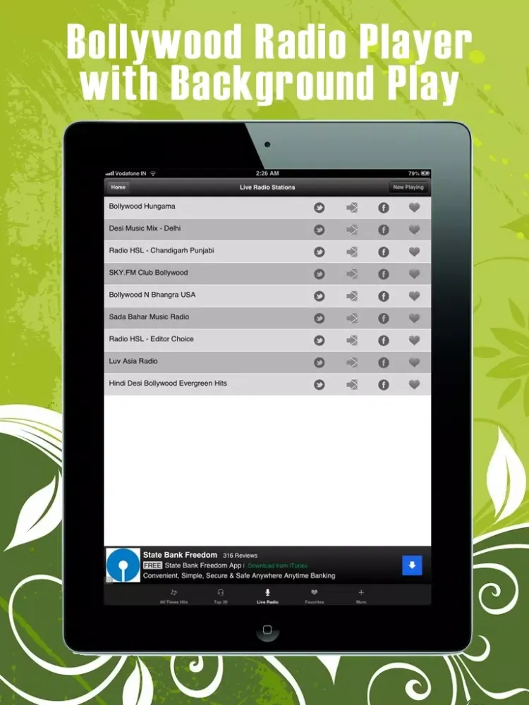 Desi Music Hits : Hindi Songs + Bollywood Radio iPad  Screenshots