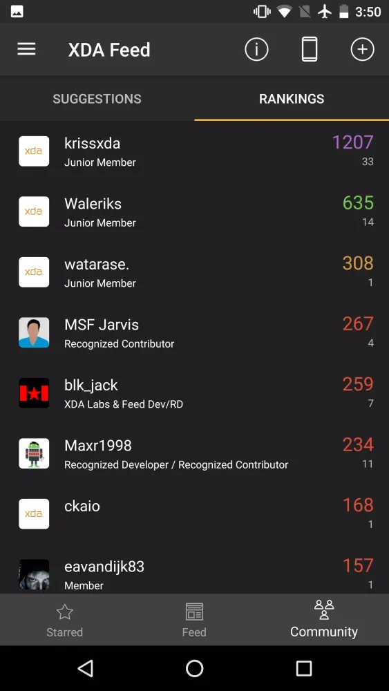 XDA Feed Screenshots