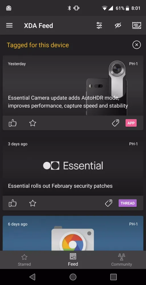 XDA Feed Screenshots