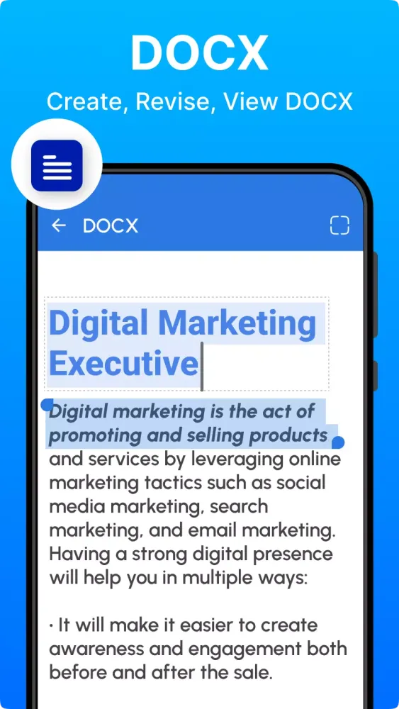 Tangkapan layar Office App - Word, DOCX, PDF