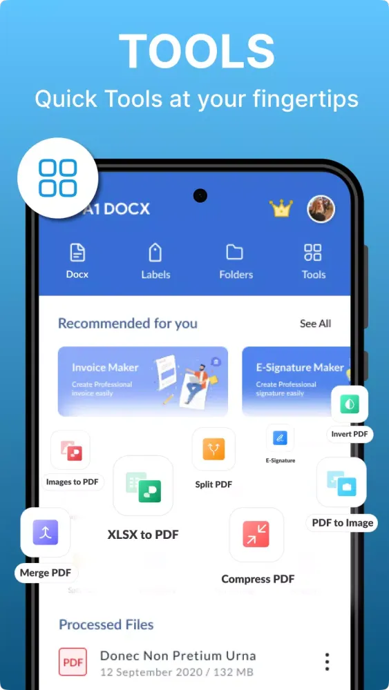 Tangkapan layar Office App - Word, DOCX, PDF