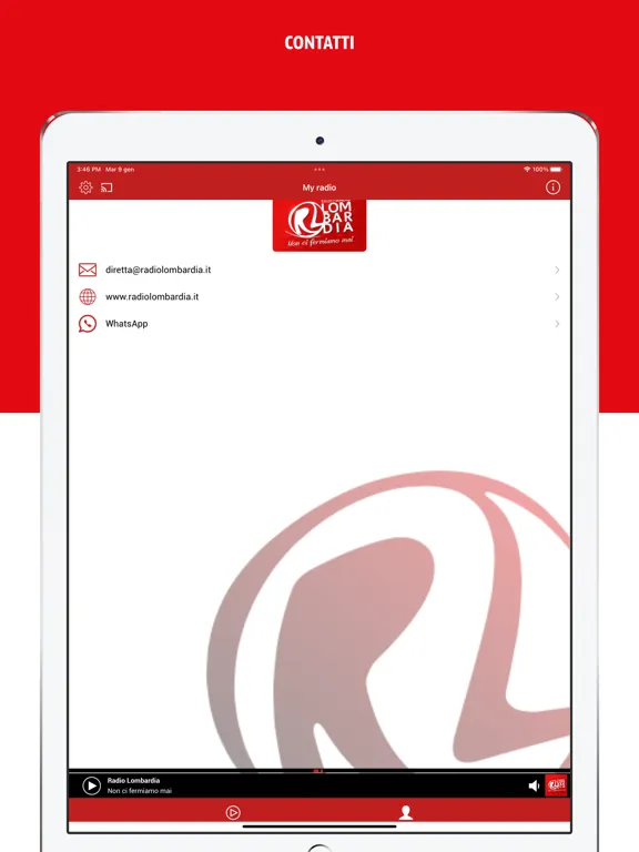 Radio Lombardia App iPad  Ekran Görüntüleri