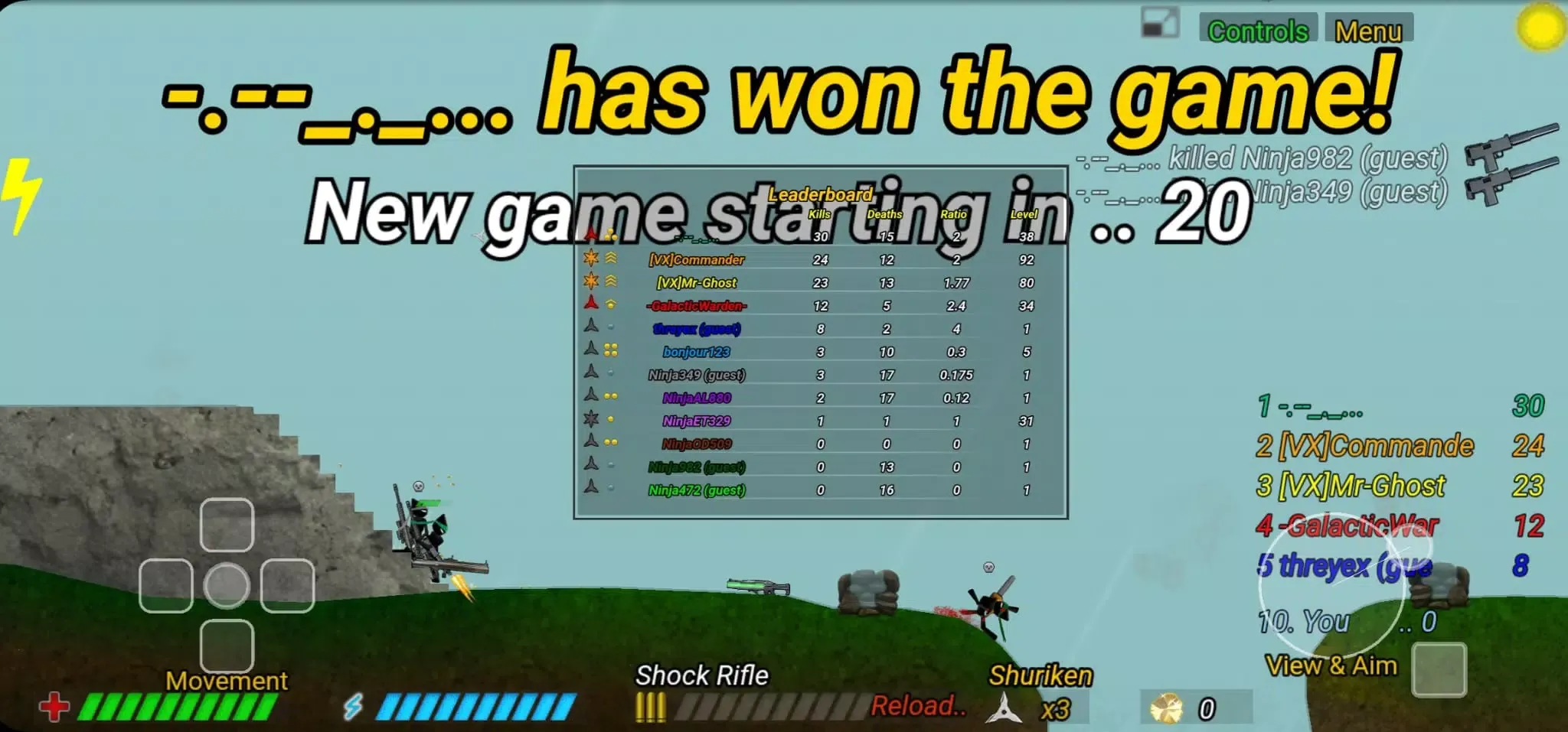 Capturas de tela do ninja.io