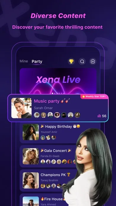 Ảnh chụp màn hình của Xena Live - Group Voice Chat