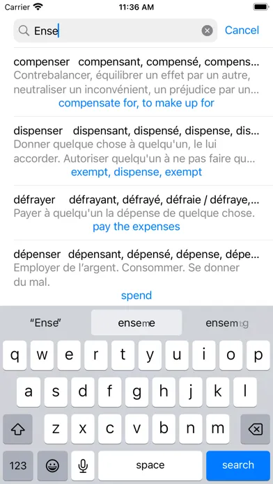 Captures d'écran de Conjugaison Française