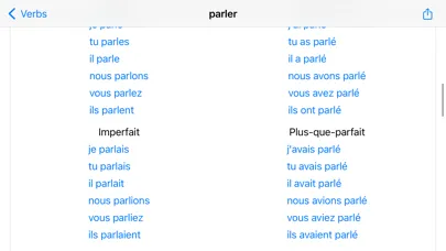 Captures d'écran de Conjugaison Française