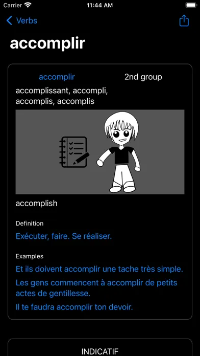 Captures d'écran de Conjugaison Française