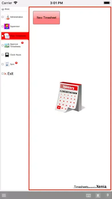ภาพหน้าจอของ Xenia Timesheets