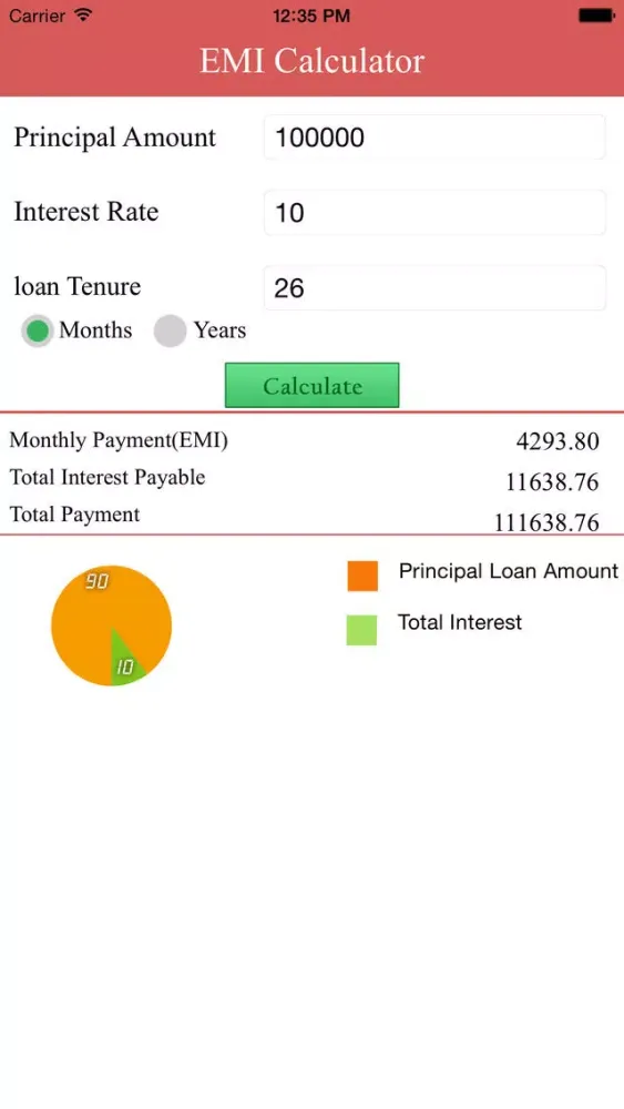 Tangkapan layar EMI Calculate