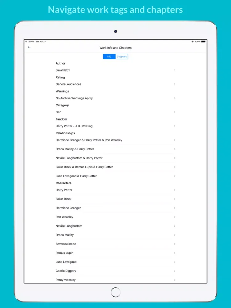 Fluff AO3 Fanfiction Reader iPad 应用截图