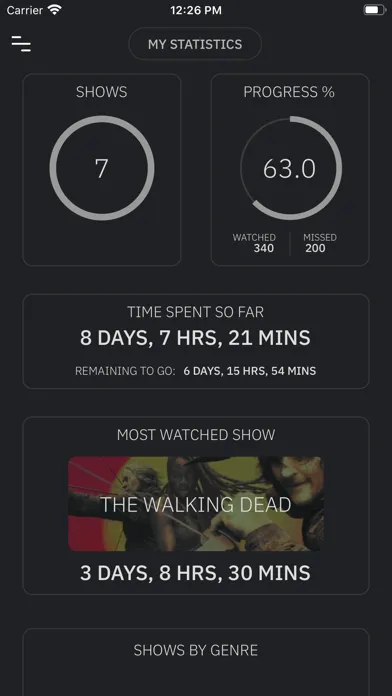 Capturas de tela do Series Watchlist