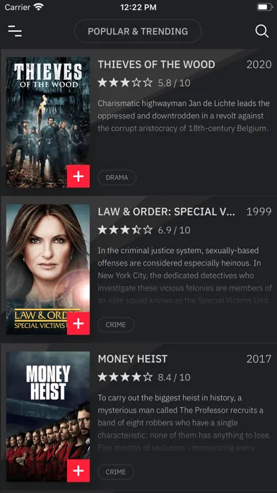 Capturas de tela do Series Watchlist