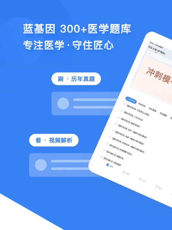蓝基因医学、护理、中医、西医、口腔、药学、中西医、初级护师 iPad  Screenshots
