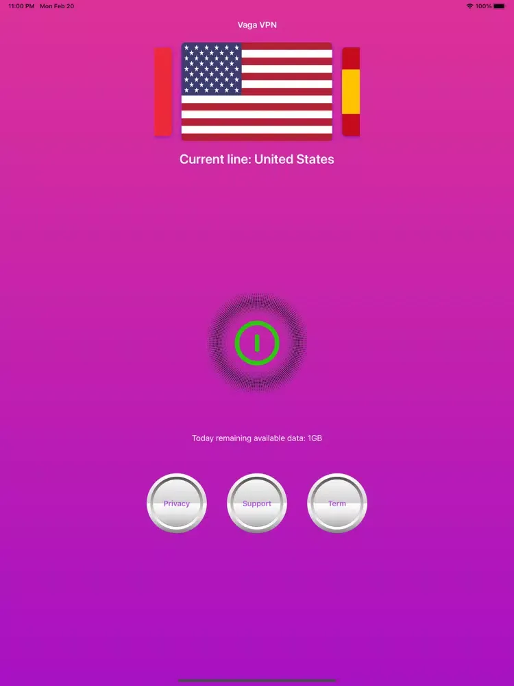 Скриншоты Vaga VPN iPad 
