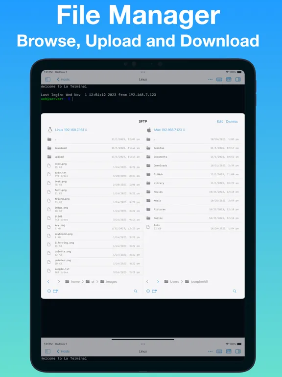 La Terminal - SSH Client iPad  スクリーンショット