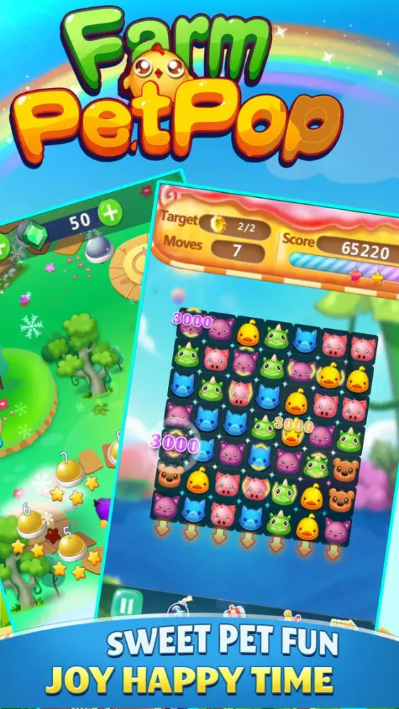 Capturas de tela do Farm Pet Pop-Match crush game
