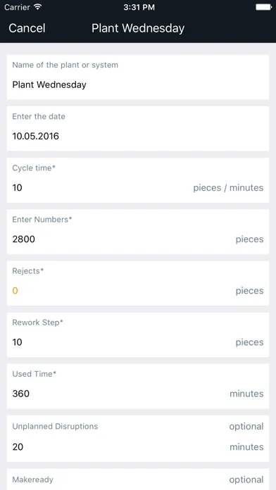 Performance Center OEE Screenshots