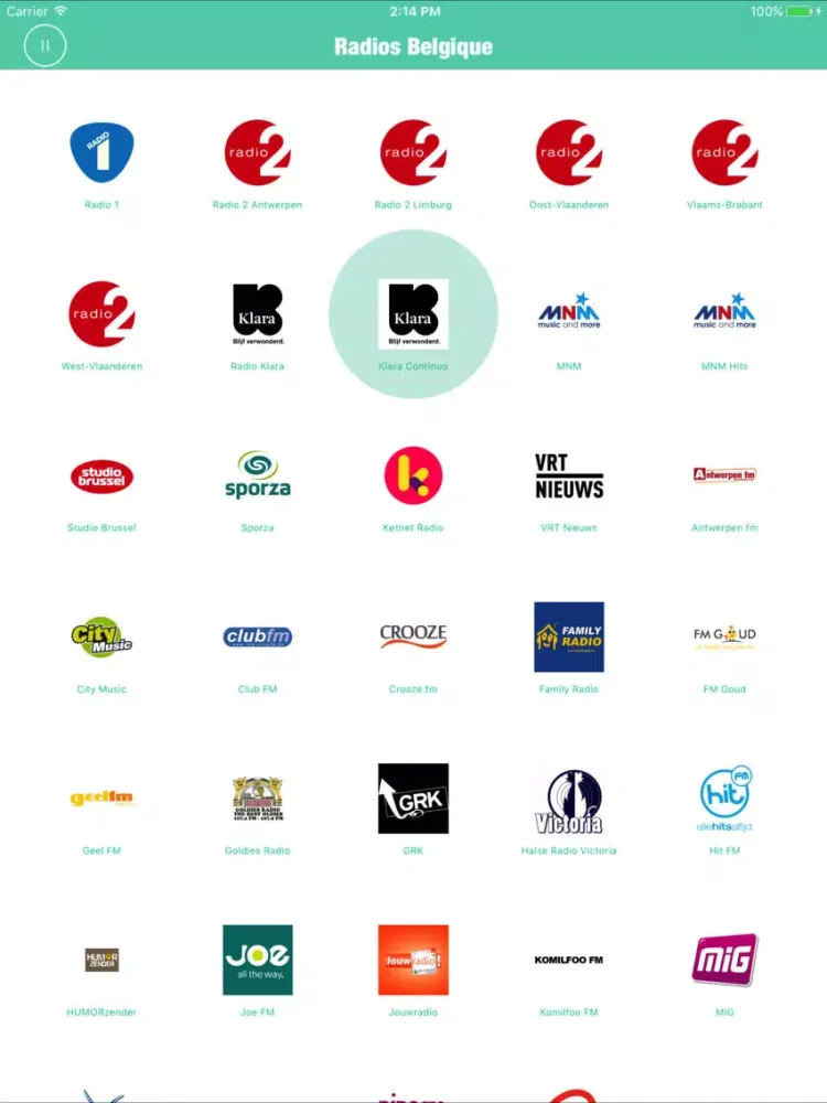 Tangkapan layar Radios Belgique(Belgium Radio FM)-Brussels Antwerp iPad 