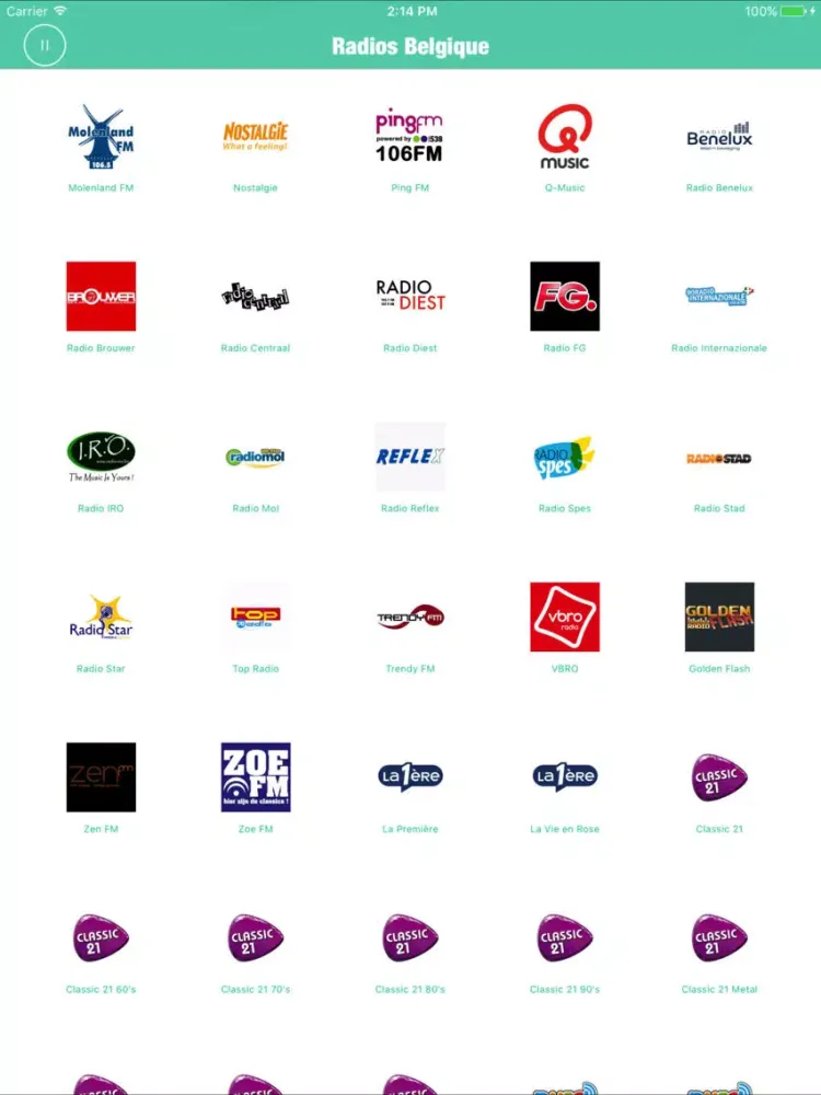 Tangkapan layar Radios Belgique(Belgium Radio FM)-Brussels Antwerp iPad 