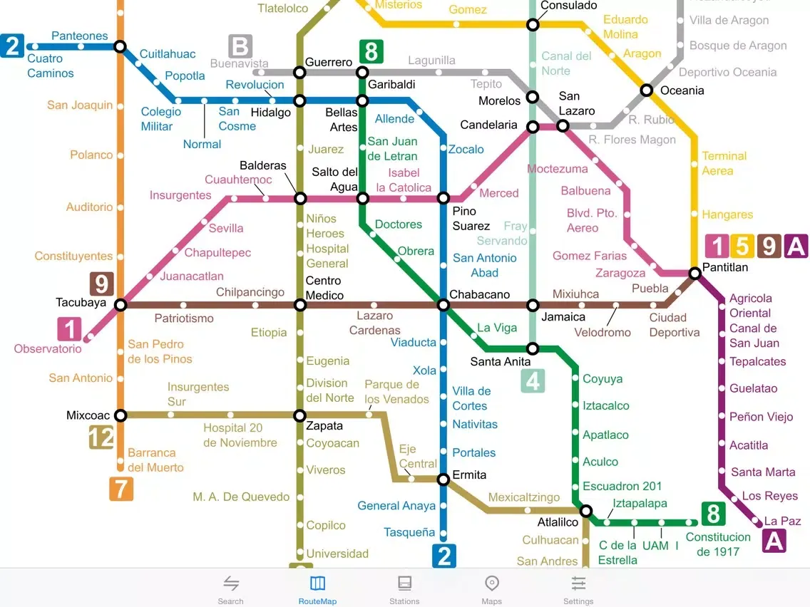 Tangkapan skrin Metro Mexico City Subway iPad 