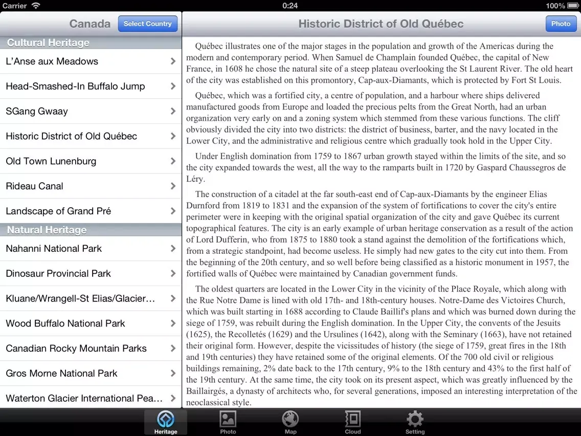 Скриншоты World Heritage in Canada iPad 