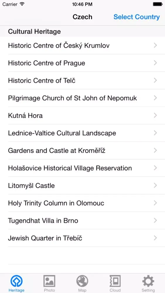 World Heritage in Czech سکرین شاٹس