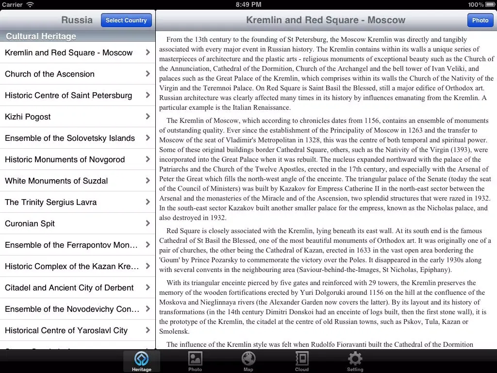 World Heritage in Russia iPad  Screenshots