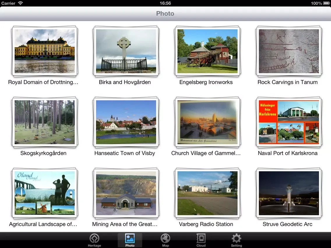 Tangkapan layar World Heritage in Sweden iPad 