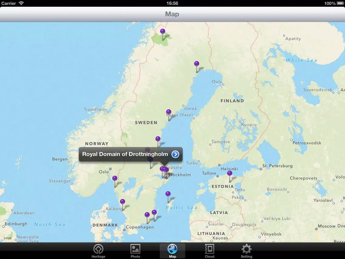 Tangkapan layar World Heritage in Sweden iPad 