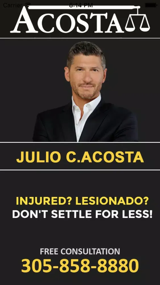 Julio C. Acosta Injury Help App Screenshots