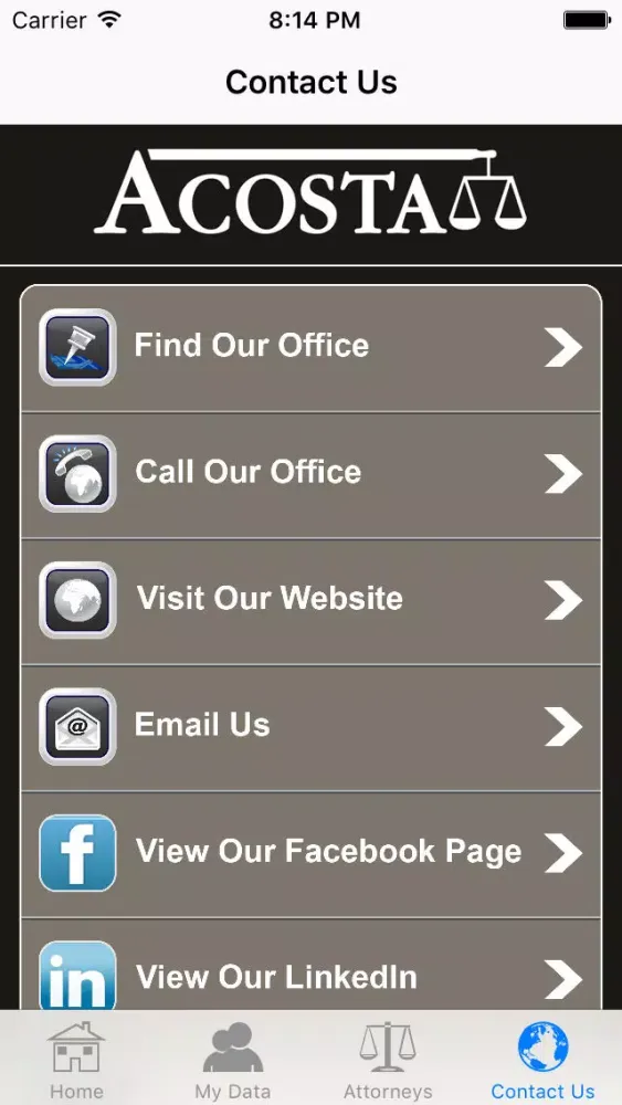 Julio C. Acosta Injury Help App Screenshots