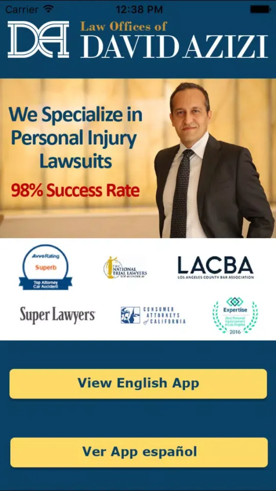 Zrzuty ekranu Accident App by Law Offices of David Azizi