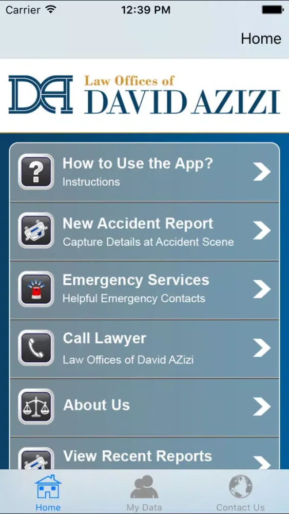 Zrzuty ekranu Accident App by Law Offices of David Azizi