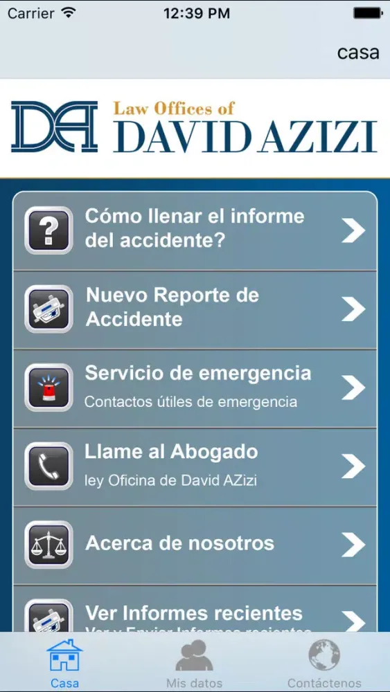 Zrzuty ekranu Accident App by Law Offices of David Azizi