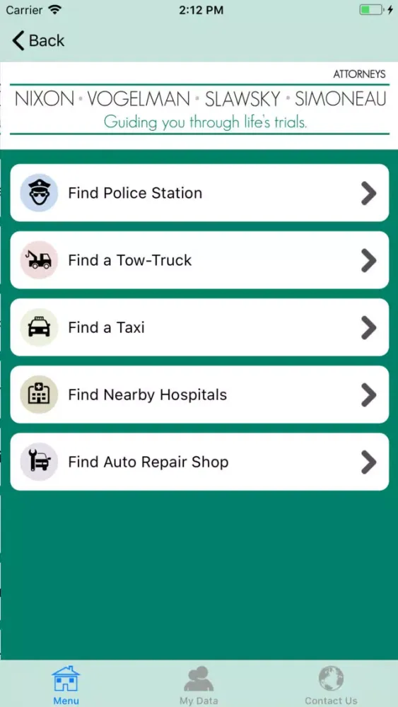 NVVS Law Injury Help App سکرین شاٹس