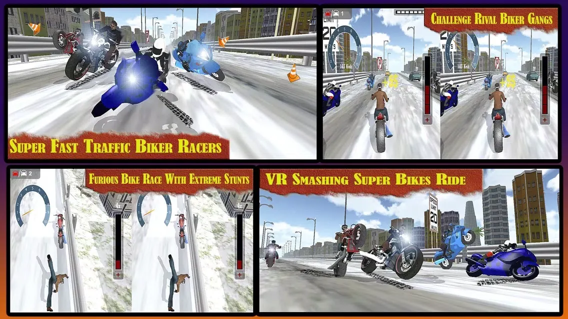 VR Heavy Bike Racer: Real Snow Highway Driver سکرین شاٹس