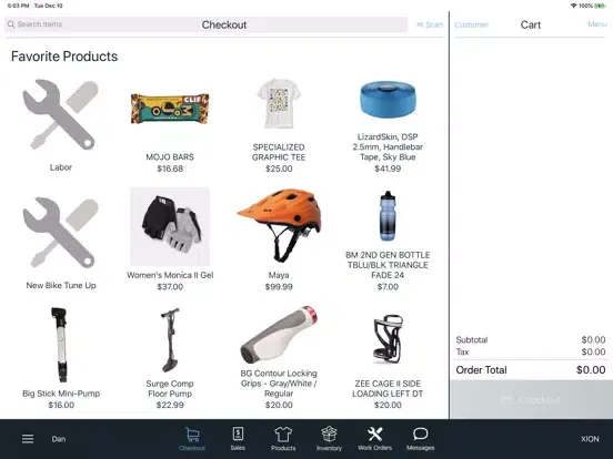 Tangkapan layar XION POS & Work Order Tracker iPad 