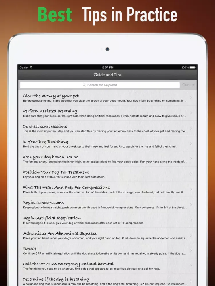 How to Perform CPR on Your Pet:Manual iPad Screenshots