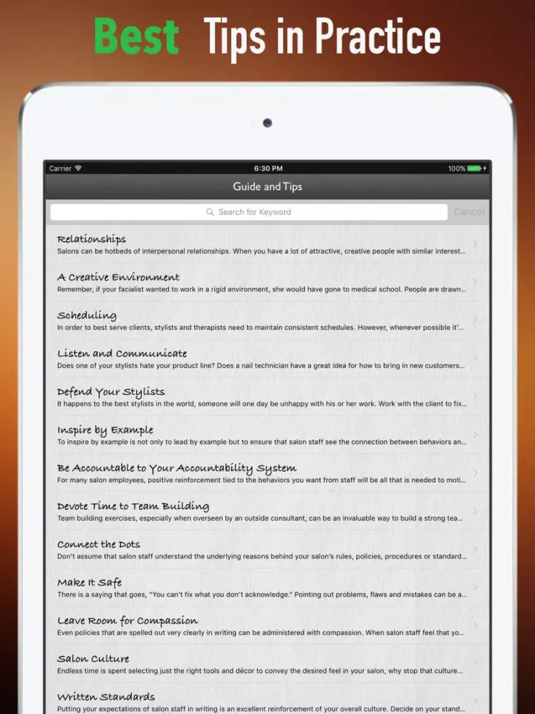 Ảnh chụp màn hình của Salon and Spa Management Guide:Successful iPad 