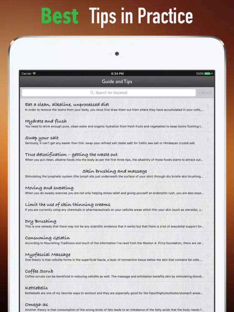 About Cellulite Guide:Healthy and Naturally iPad  Screenshots
