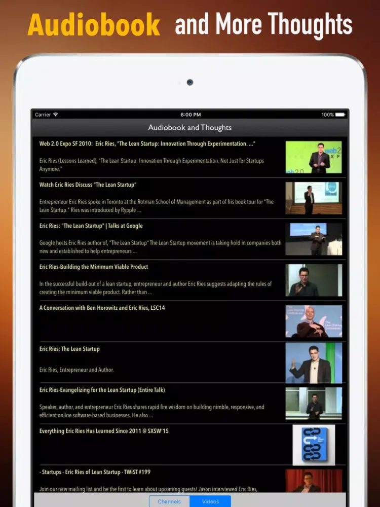Tangkapan layar Quick Wisdom from The Lean Startup iPad 