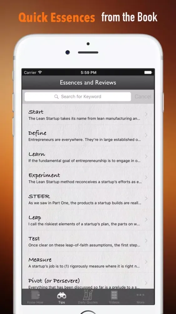 Tangkapan layar Quick Wisdom from The Lean Startup