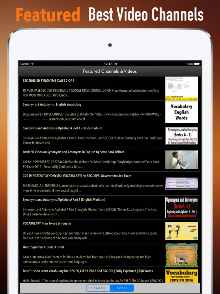 Ảnh chụp màn hình của English Synonyms Dictionary and Flashcards Guide iPad 