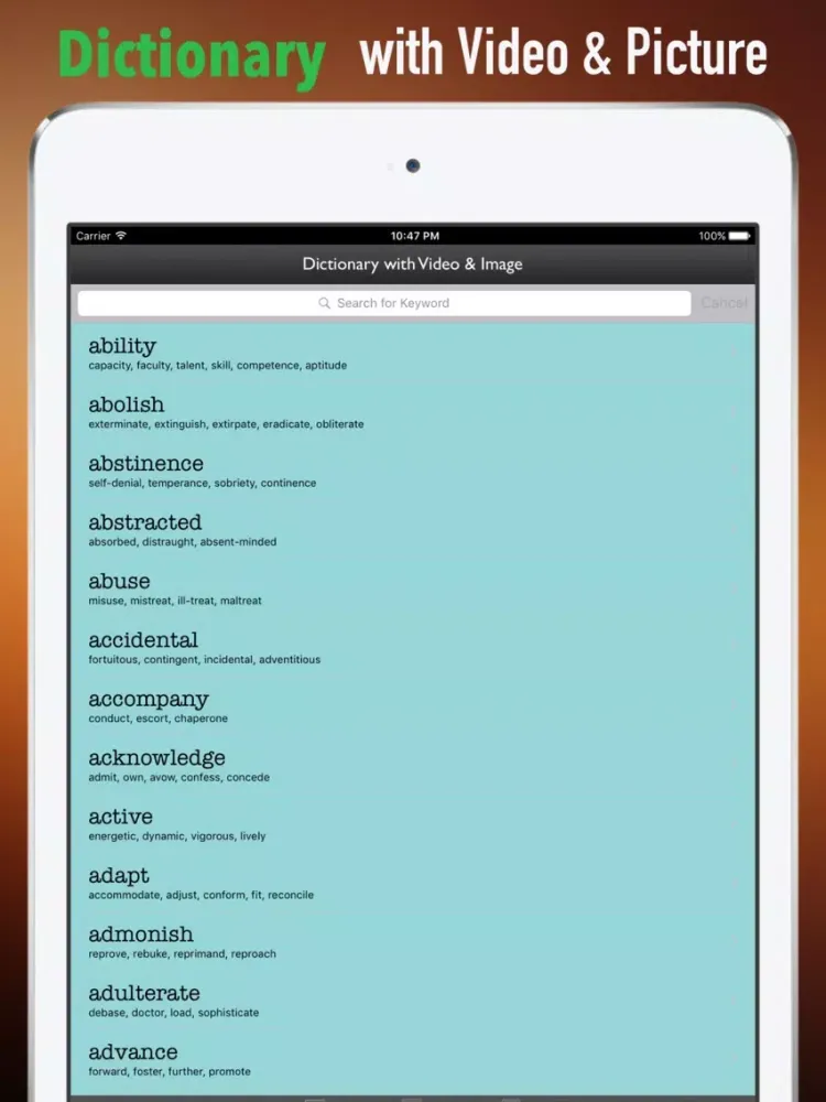 Ảnh chụp màn hình của English Synonyms Dictionary and Flashcards Guide iPad 