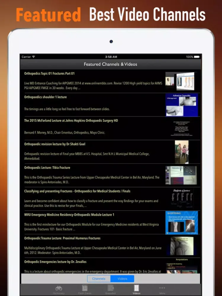 Orthopaedic-Glossary and Tutorial iPad  Screenshots