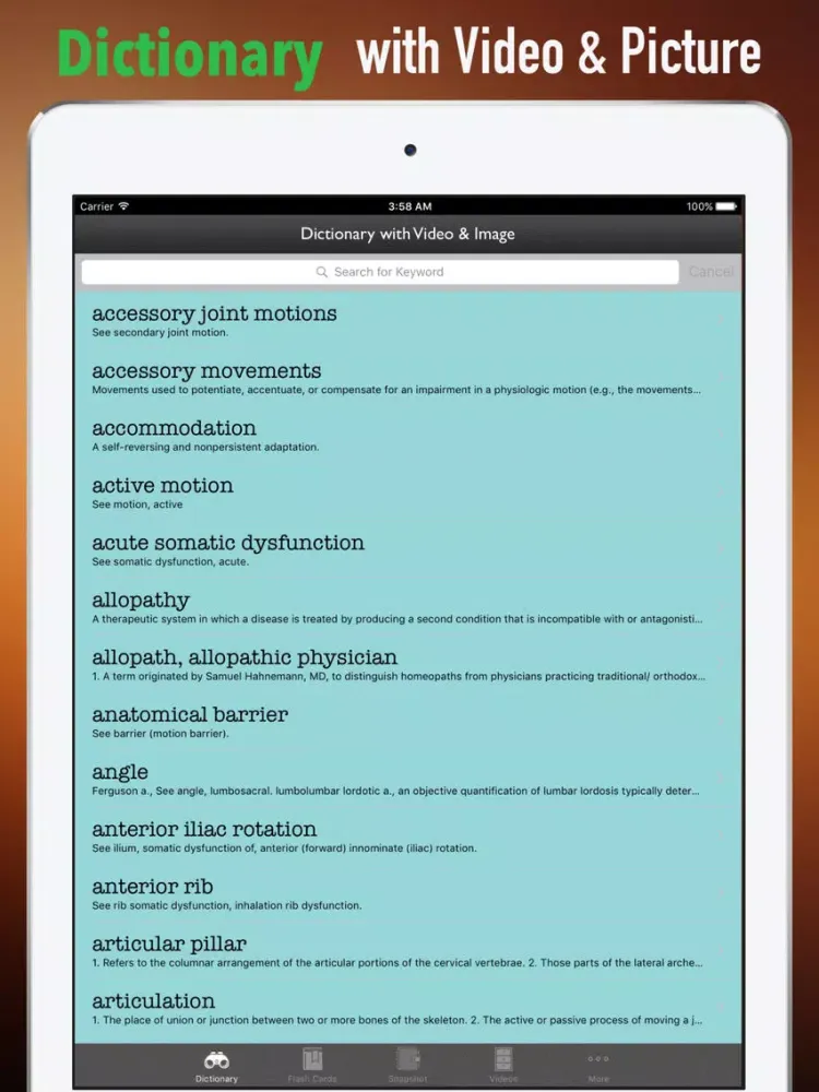 Orthopaedic-Glossary and Tutorial iPad  Screenshots