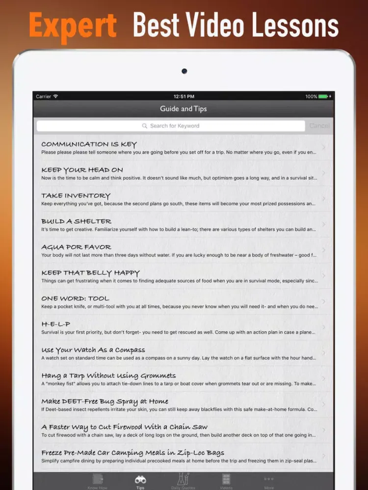 Ảnh chụp màn hình của Survival for Beginners-outdoor skills and Guide iPad 