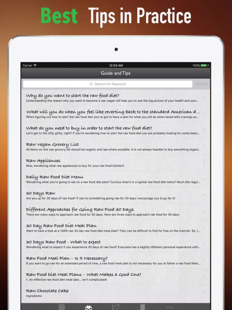 Raw Food 101-Exercise Plan and Healthy Recipes iPad  스크린샷