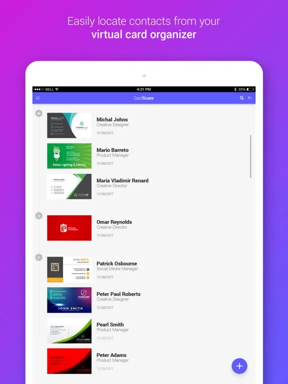 Business Card Reader & Scanner iPad Screenshots